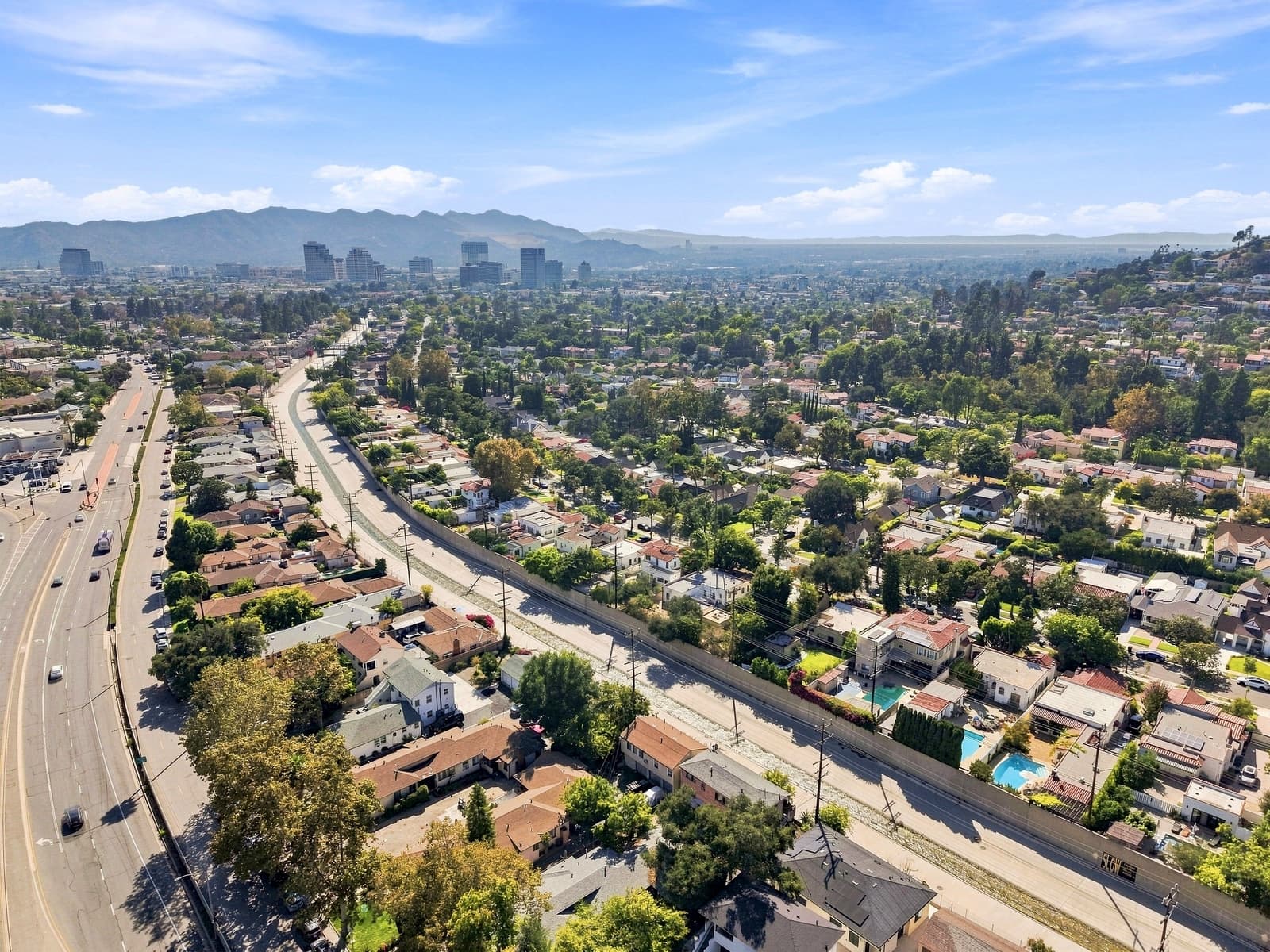 Glendale foothills and the city beyond, from above