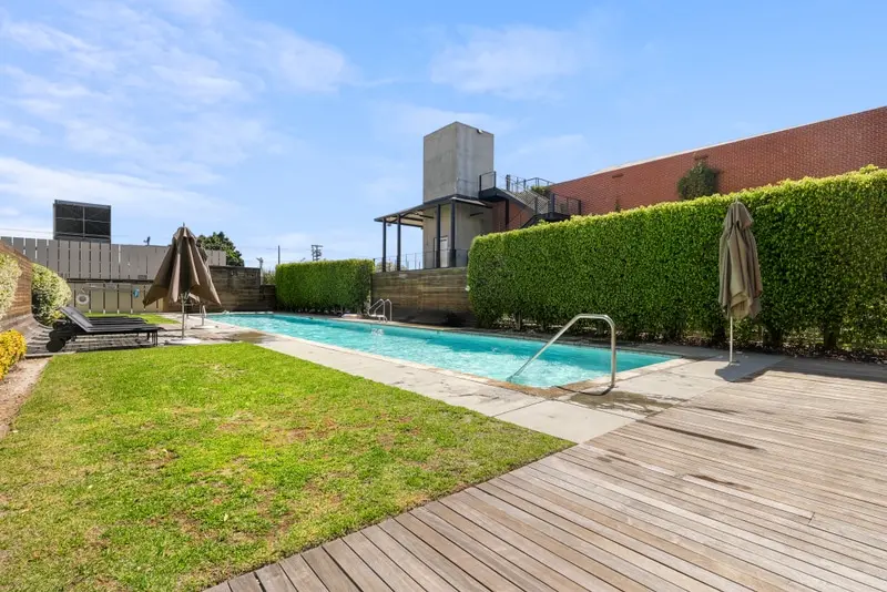 Rooftop pool and lawn in the Arts District