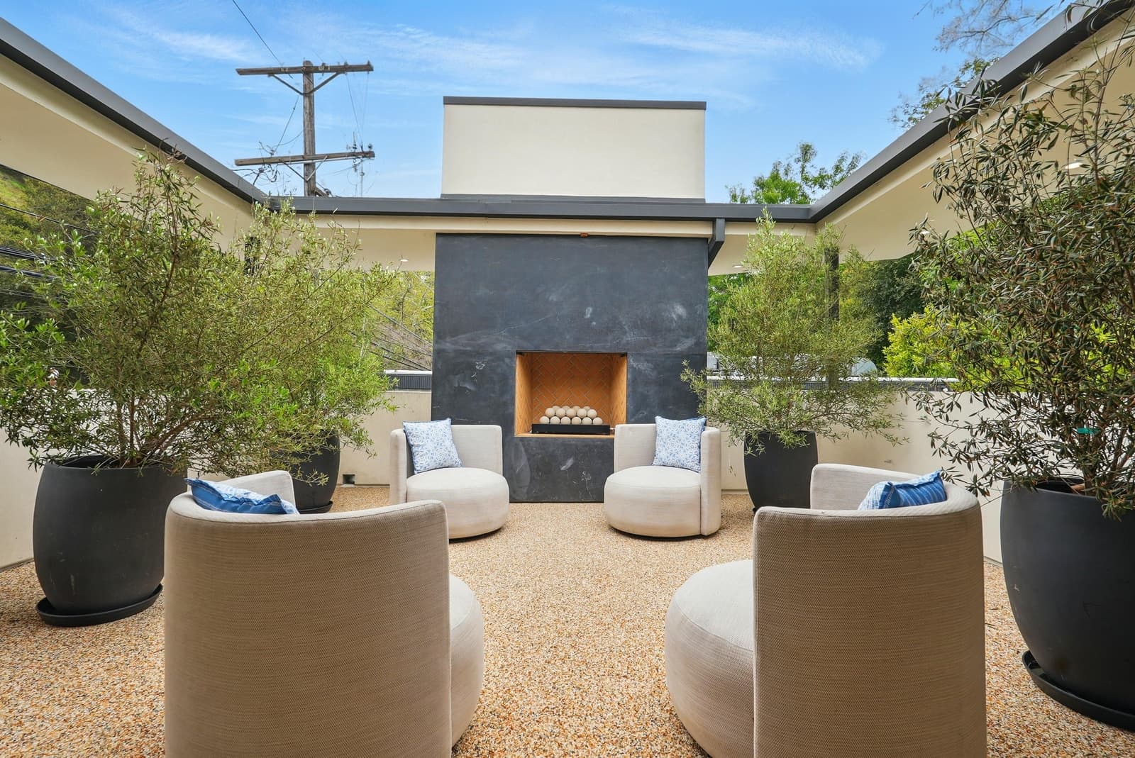 Sunken courtyard lounge off the living room, Beverly Hills