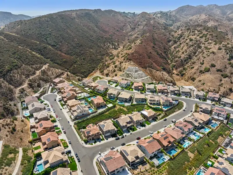 Hillside homes in Canoga Park from the air