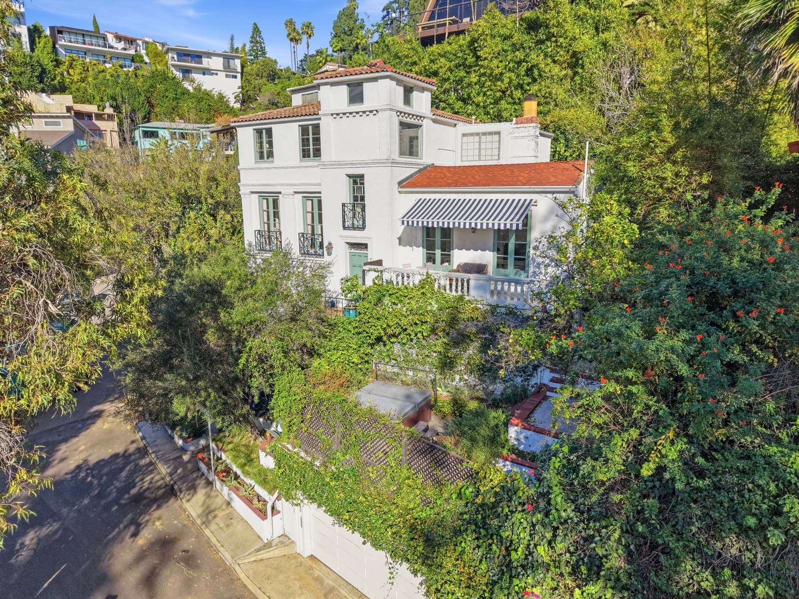 Hillside estate aerial view, photographed by VVT in Hollywood Hills