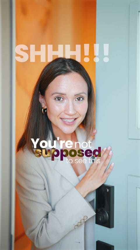 Amanda Grace at a front door under the words Shhh, you are not supposed to see this, from her ASMR home tour