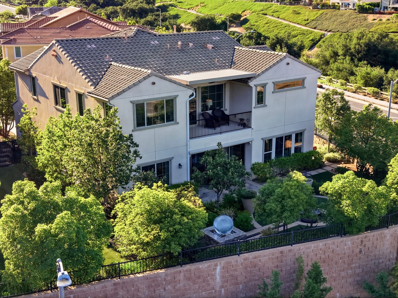 Drone over the rear balcony and garden