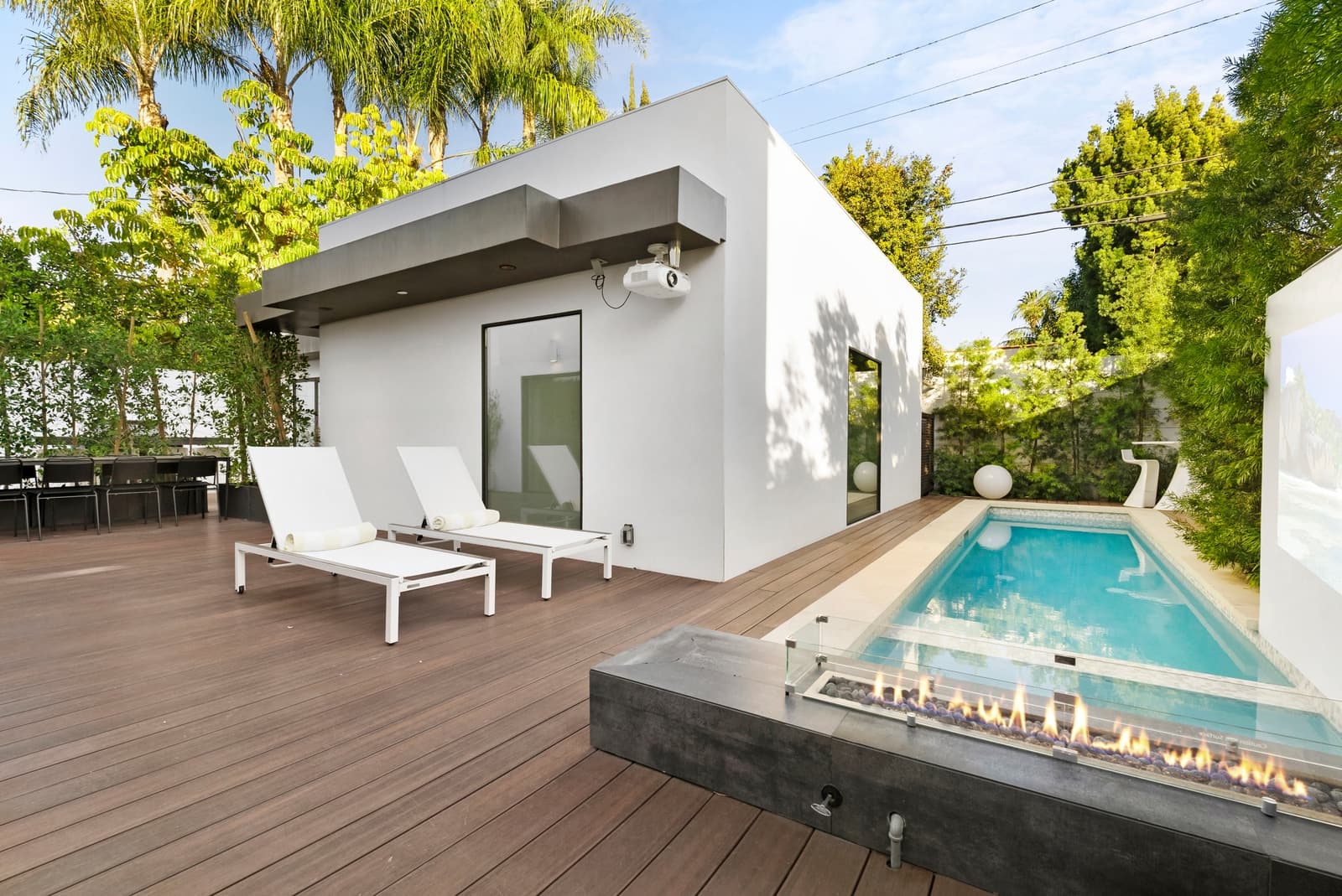 Plunge pool in a walled courtyard, West Hollywood